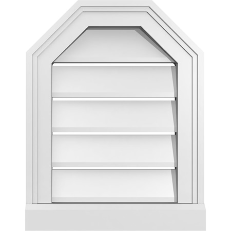 Ekena Millwork Octagonal Top Surface Mount PVC Gable Vent w/ 2"W x 2"P Brickmould Sill Frame, 14"W x 18"H GVPOT14X1803SF